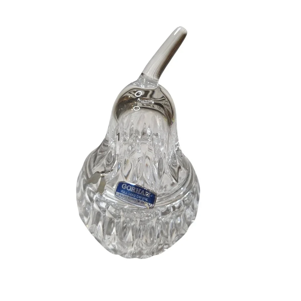 Gorham Full Lead Crystal Pear Trinket Box Nachtmann‎ West Germany Cut Glass Dish